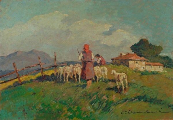 Carlo Domenici - La Pastora con Gregge