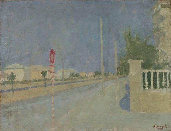 Giovanni March : Passeggiata all'Ardenza  (1955)  - Olio su tela - Asta Autori dell'800-900, Moderni e Contemporanei, Grafica ed Edizioni - Galleria Pananti Casa d'Aste
