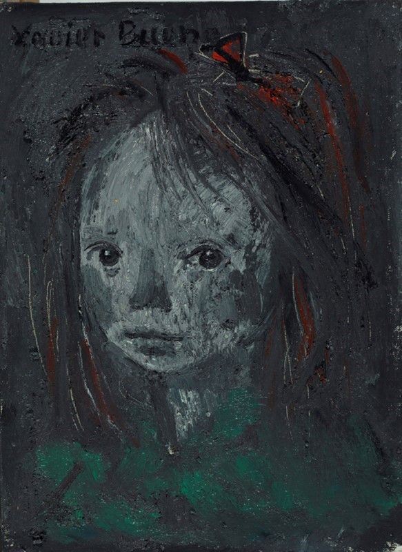 Xavier Bueno : Volto di Bambina  - Olio su cartone telato - Auction Autori dell'800-900, Moderni e Contemporanei, Grafica ed Edizioni - Galleria Pananti Casa d'Aste