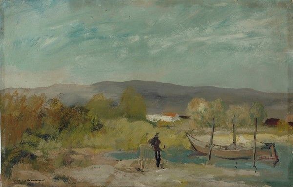 Marcello Boccacci : Paesaggio  - Olio su cartone - Asta Autori dell'800-900, Moderni e Contemporanei, Grafica ed Edizioni - Galleria Pananti Casa d'Aste