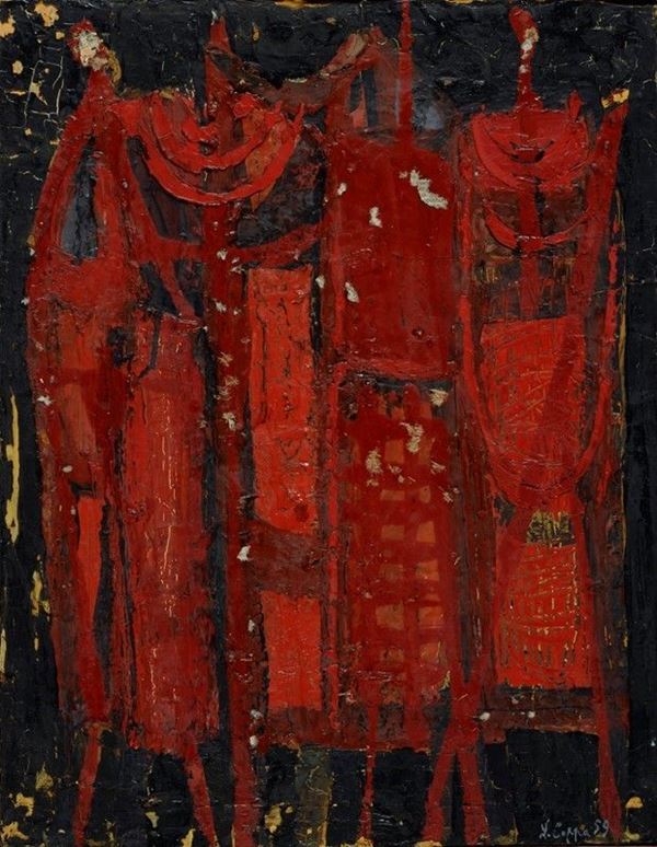 Luigi Coppa : Composizione  (1959)  - olio su tela - Asta AUTORI DEL XIX E XX SEC - Galleria Pananti Casa d'Aste