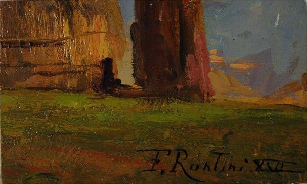 Ferruccio Rontini : Paesaggio  (1938)  - Olio su compensato - Asta Autori dell'800-900, Moderni e Contemporanei, Grafica ed Edizioni - Galleria Pananti Casa d'Aste