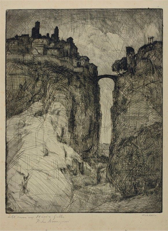 Pietro Annigoni : Paesaggio  (1926)  - Acquaforte - Asta Autori dell'800-900, Moderni e Contemporanei, Grafica ed Edizioni - Galleria Pananti Casa d'Aste