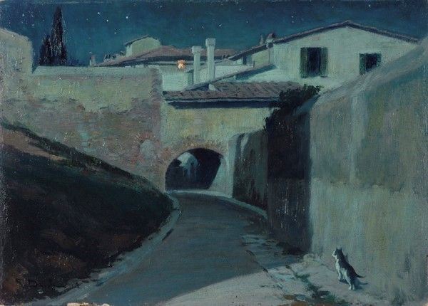 Gino Danti : Costa Scarpuccia  (1922)  - Olio su cartone - Auction Autori dell'800-900, Moderni e Contemporanei, Grafica ed Edizioni - Galleria Pananti Casa d'Aste