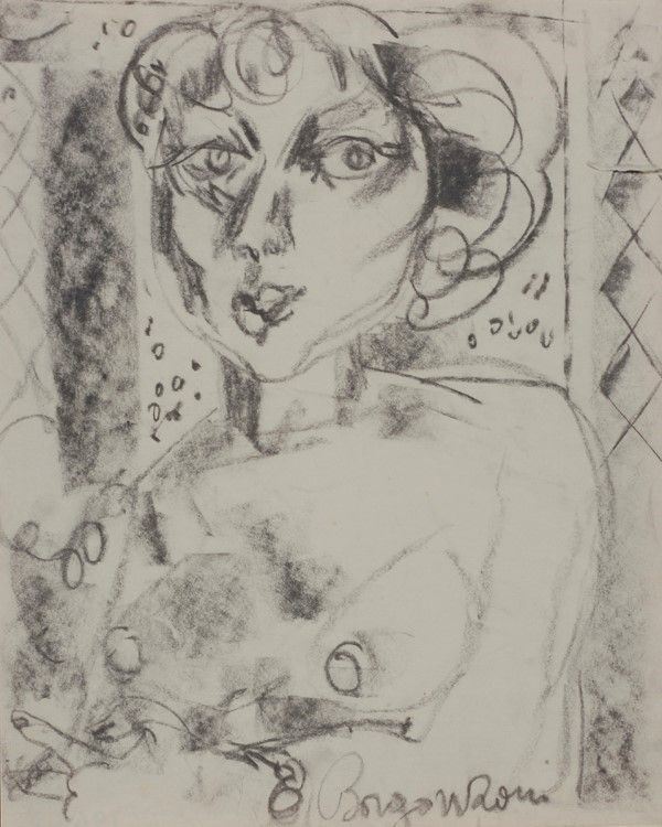 Aldo Borgonzoni : Figura  - Carboncino su carta - Auction Autori dell'800-900, Moderni e Contemporanei, Grafica ed Edizioni - Galleria Pananti Casa d'Aste