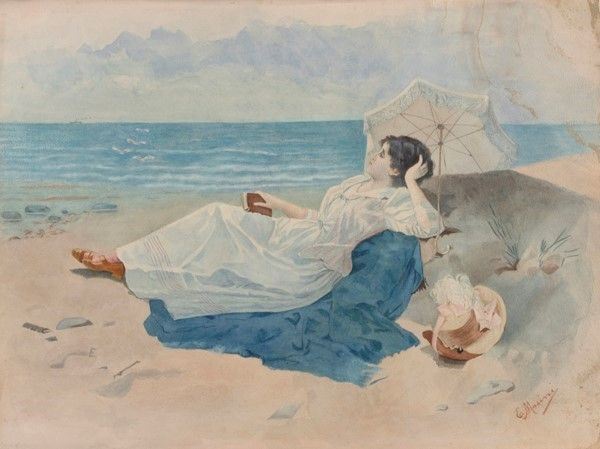 E. Masini - Donna sulla Spiaggia