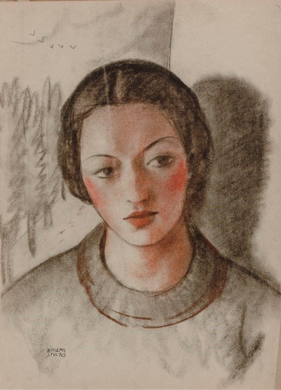 Dyalma Stultus : Ritratto  - Pastelli su carta - Asta Autori dell'800-900, Moderni e Contemporanei, Grafica ed Edizioni - Galleria Pananti Casa d'Aste