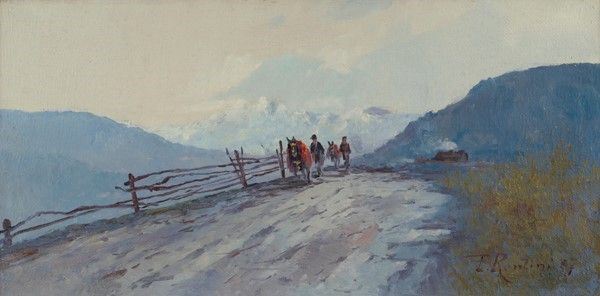 Ferruccio Rontini : Il sentiero  (1957)  - Olio su tela - Auction STORART: Dipinti, oggetti, arredi dal XVII al XX sec. - II - Galleria Pananti Casa d'Aste