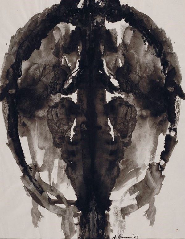 Antonio Bueno : Volto (Impronta)  (1961)  - Monotipo su carta - Asta Autori Moderni e Contemporanei, Grafica ed Edizioni - Galleria Pananti Casa d'Aste