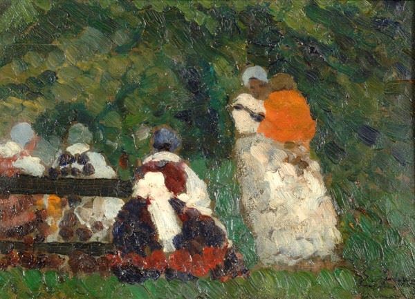 Erma Zago : Group of women  - Oil on the table - Auction AUTHORS OF XIX AND XX CENTURY - Galleria Pananti Casa d'Aste