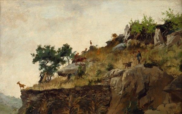 Giuseppe Palizzi - Capraio con gregge