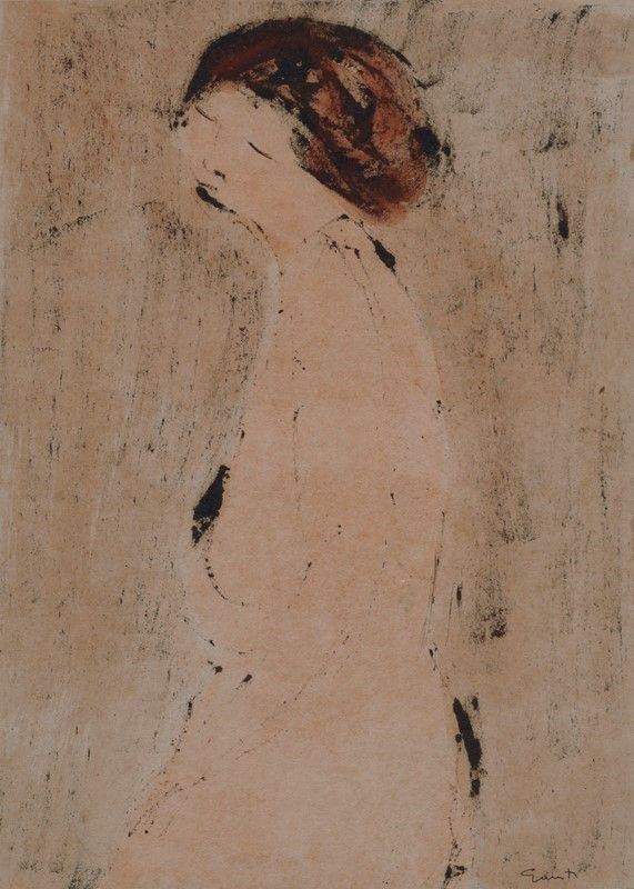 Gino Giusti :  Nudo  - Acquaforte acquatinta - Asta AUTORI DEL XIX E XX SEC - Galleria Pananti Casa d'Aste