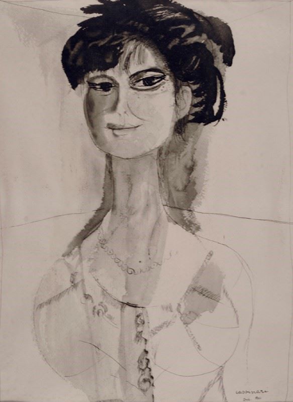 Bruno Cassinari : Female figure  (1961)  - Ink watercolor on paper - Auction MODERN ART - Galleria Pananti Casa d'Aste