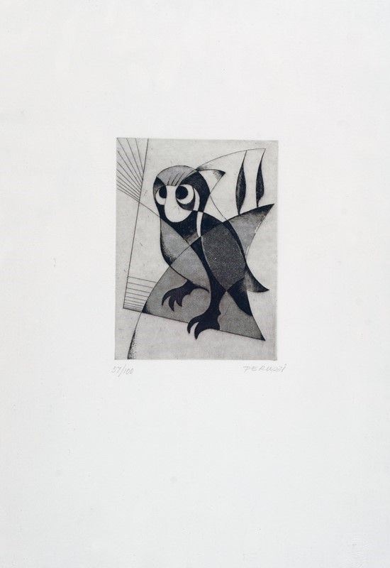 Osvaldo Peruzzi : Civetta  - Acquaforte - Asta GRAFICA ED EDIZIONI - Galleria Pananti Casa d'Aste