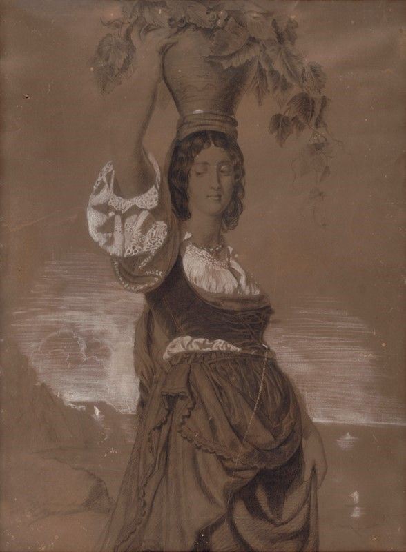 Anonimo, XIX sec. - Donna con vaso in testa