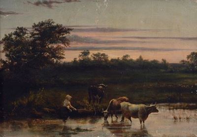 Figura e Animali al Tramonto