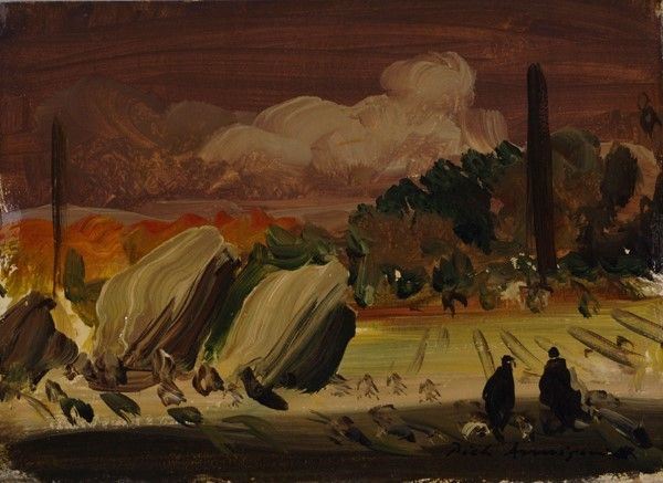 Pietro Annigoni - Paesaggio con figure
