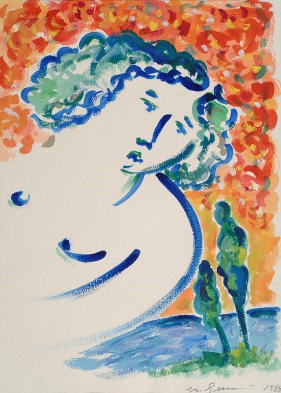 Mimmo German&#224; : Senza titolo  (1989)  - Olio su carta - Auction Autori Moderni e Contemporanei, Grafica ed Edizioni - Galleria Pananti Casa d'Aste