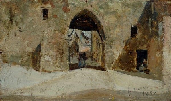 Cesare Ciani - Scorcio di Paese con Arco