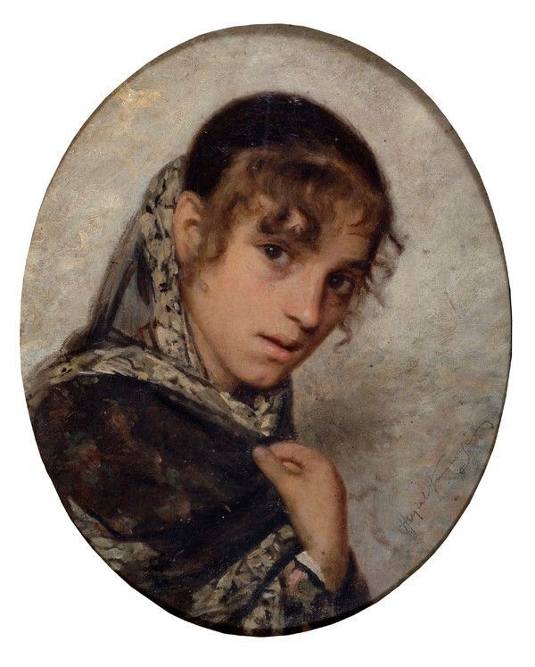 Angiolo Tommasi - Giovane Donna con Scialle