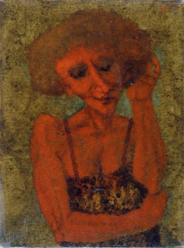 Remo Squillantini : Figura in rosso  - Olio su tela - Asta Autori del XIX e XX sec. - I - Galleria Pananti Casa d'Aste