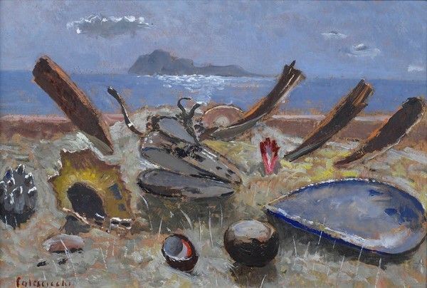 Giovanni Colacicchi - Natura morta con marina