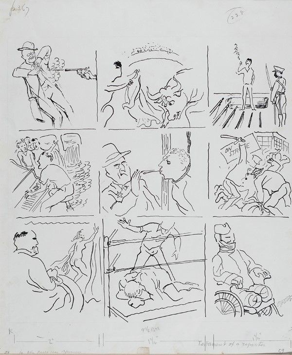 George Grosz : 9 Vignettes  (1941)  - Inchiostro su carta - Asta STORART: Dipinti, oggetti, arredi dal XVII al XX sec. - II - Galleria Pananti Casa d'Aste