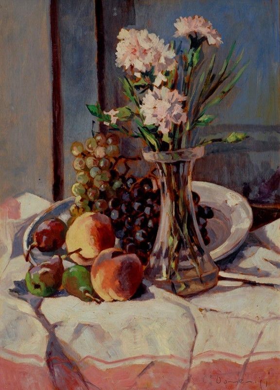 Carlo Domenici - Natura morta con fiori e frutti