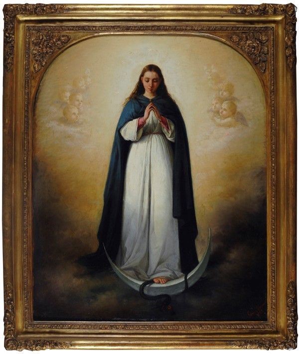 Geremia Discanno : Beata Vergine  (1863)  - Olio su tela - Auction Antiquariato - mobili, dipinti e oggetti di arredo - I - Galleria Pananti Casa d'Aste