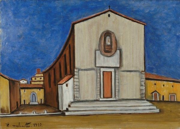 Emilio Malenotti : Il Carmine  (1979)  - Olio su faesite - Auction STORART: Dipinti, oggetti, arredi dal XVII al XX sec. - II - Galleria Pananti Casa d'Aste