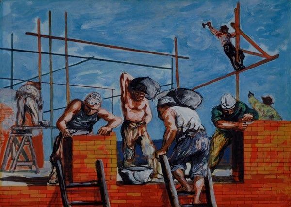 Ugo Attardi - Muratori al Lavoro