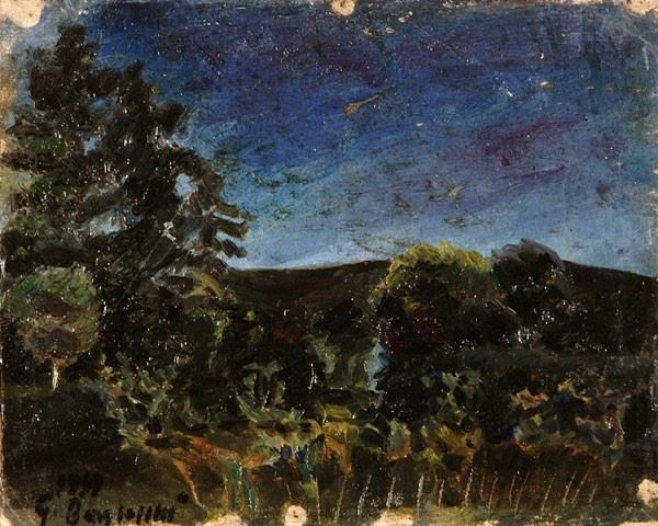 Guido Borgianni : Landscape, 1947  - Oil on canvas transferred to table, - Auction MODERN  ART - TUSCANY AUTHORS - Galleria Pananti Casa d'Aste