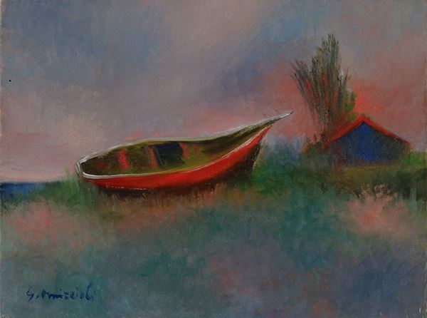 Giovanni Omiccioli : Fiumicino, 1959  - Olio su tela - Asta ARTE MODERNA - Galleria Pananti Casa d'Aste