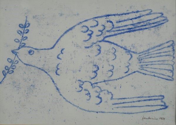 Venturino Venturi : Colomba  (1978)  - Monotipo su carta - Asta Antiquariato - mobili, dipinti e oggetti di arredo - I - Galleria Pananti Casa d'Aste