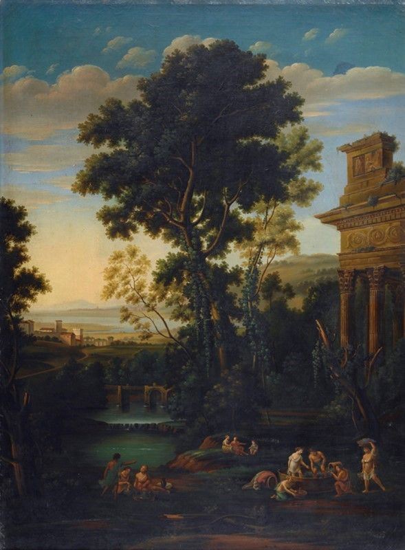 Attr. a Domenico Conte - Paesaggio napoletano
