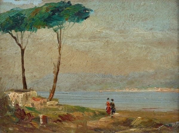 Anonimo, XX sec. - Paesaggio con figure
