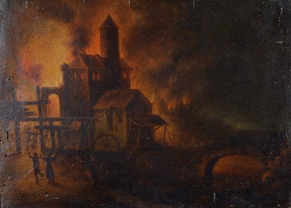 Scuola Olandese, XVII Sec. - Incendio