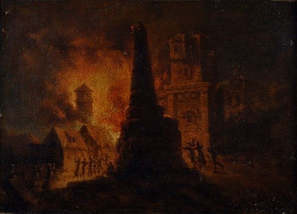 Scuola Olandese, XVII Sec. - Incendio