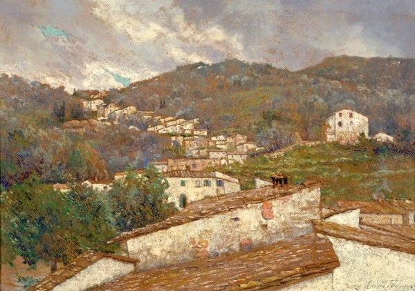 Adolfo Tommasi : Paesaggio dell'Appenino Toscano  - Olio su tela - Asta Autori del XIX e XX sec. - I - Galleria Pananti Casa d'Aste
