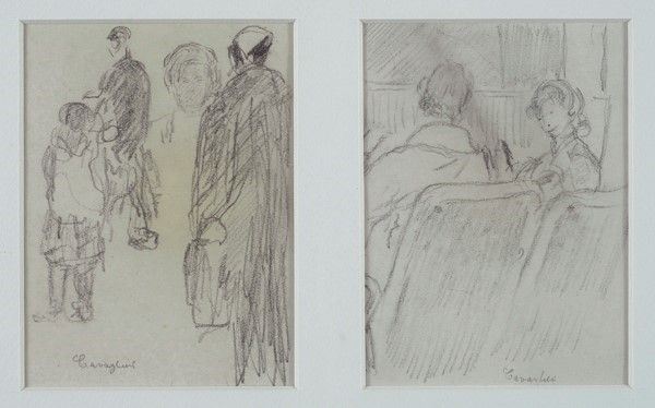 Mario Cavaglieri : Figure  - Matita su carta - Asta Antiquariato - mobili, dipinti e oggetti di arredo - I - Galleria Pananti Casa d'Aste