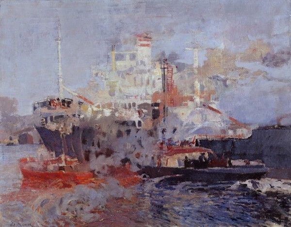Raffaele De Rosa : Porto  - Olio su tela - Auction Antiquariato - mobili, dipinti e oggetti di arredo - I - Galleria Pananti Casa d'Aste