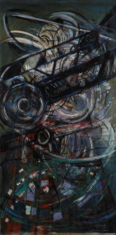 (Guglielmo Sansoni) Tato : Sorvolando in spirale  - Olio su tela - Auction Antiquariato - mobili, dipinti e oggetti di arredo - I - Galleria Pananti Casa d'Aste