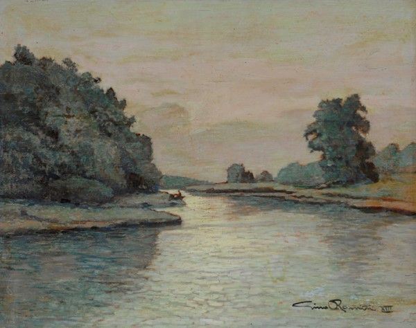 Gino Romiti : Arno  (1934)  - Olio su tavola - Auction Antiquariato - mobili, dipinti e oggetti di arredo - I - Galleria Pananti Casa d'Aste