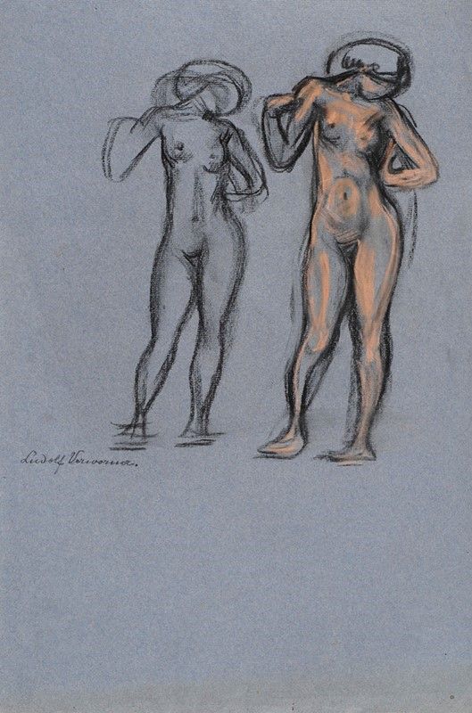 Attr. a Enrico Ludolf Verworner - Nudi; Composizione; Arciere