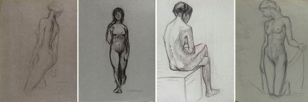 Attr. a Enrico Ludolf Verworner - Studi di Nudo Femminile