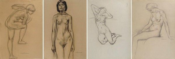 Attr. a Enrico Ludolf Verworner - Studi di nudo femminile