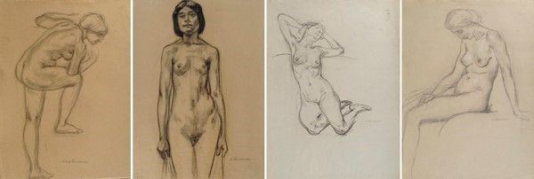 Attr. a Enrico Ludolf Verworner - Studi di Nudo Femminile