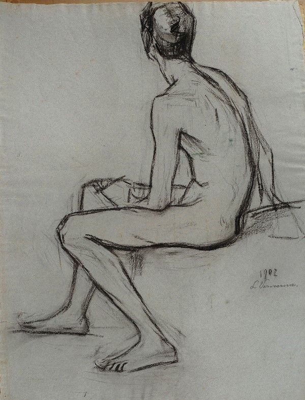 Attr. a Enrico Ludolf Verworner - Due Nudi e un Volto
