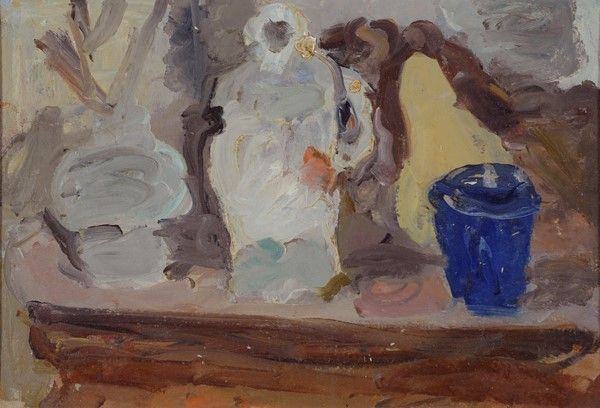 Mario Marcucci : Natura morta  - Olio su cartone - Asta Antiquariato - mobili, dipinti e oggetti di arredo - I - Galleria Pananti Casa d'Aste