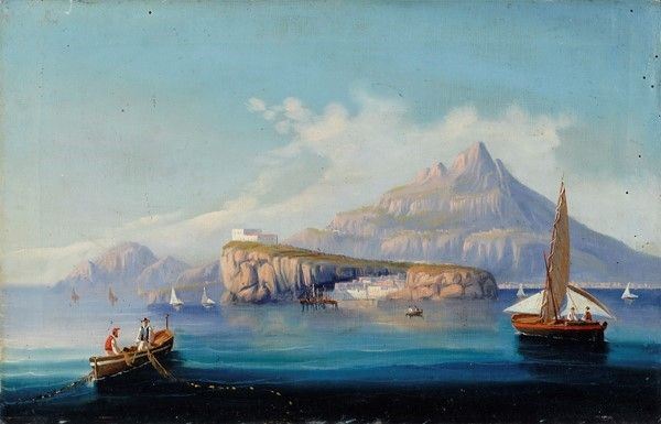 Anonimo, XIX sec. - Veduta di costa